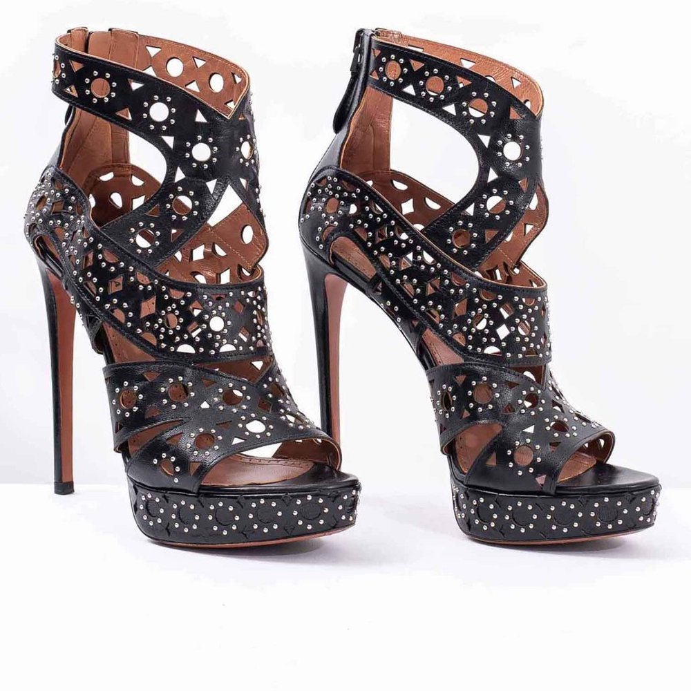 Alaia Platform Stiletto Heels with Cutout and Stud